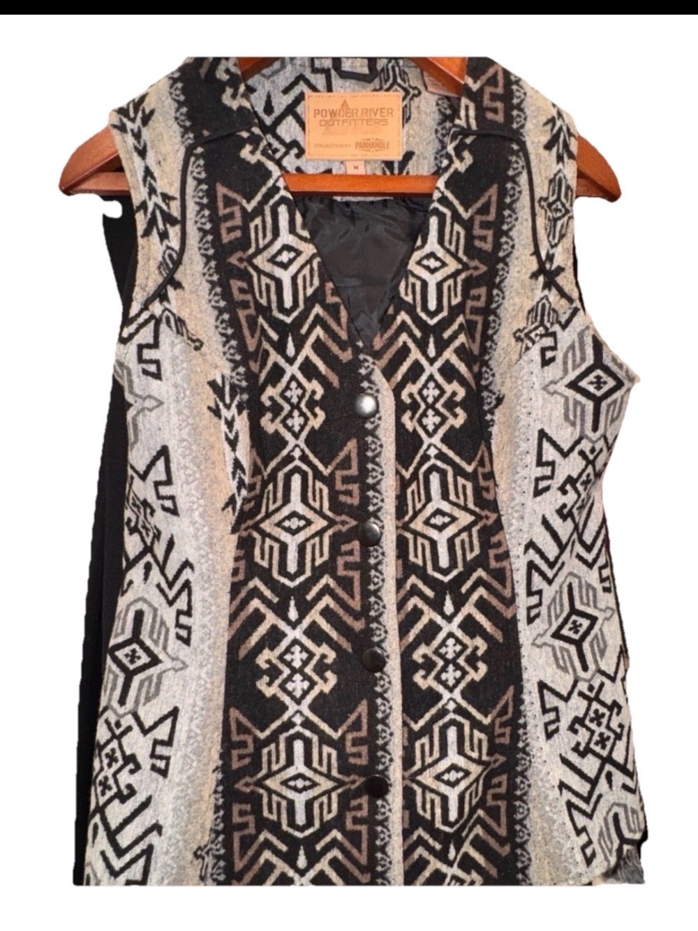 Vintage Powder River Outfitters Southwestern Aztec Tapestry Vest Wool Blend M - Picture 2 of 8
